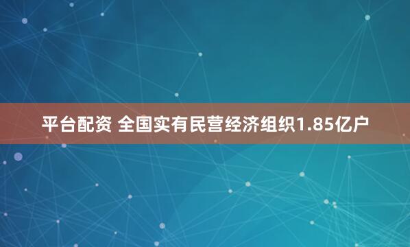 平台配资 全国实有民营经济组织1.85亿户